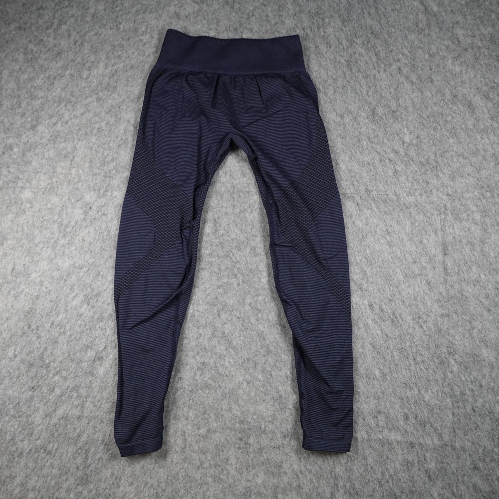 Gymshark Leggings Womens Medium Navy Blue Seamless High Waisted Ribbed‎ Knit
